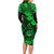 Hawaii Shaka Sign Long Sleeve Bodycon Dress With Polynesian Hibiscus Green Unique LT01 - Polynesian Pride