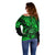 Hawaii Shaka Sign Off Shoulder Sweater With Polynesian Hibiscus Green Unique LT01 - Polynesian Pride