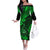 Hawaii Shaka Sign Off The Shoulder Long Sleeve Dress With Polynesian Hibiscus Green Unique LT01 Women Green - Polynesian Pride