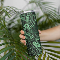 Hawaii Shaka Sign Skinny Tumbler With Polynesian Hibiscus Green Unique LT01 - Polynesian Pride