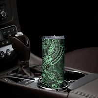 Hawaii Shaka Sign Skinny Tumbler With Polynesian Hibiscus Green Unique LT01 - Polynesian Pride