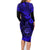 Hawaii Shaka Sign Family Matching Long Sleeve Bodycon Dress and Hawaiian Shirt With Polynesian Hibiscus Navy Blue Unique LT01 - Polynesian Pride