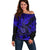 Hawaii Shaka Sign Off Shoulder Sweater With Polynesian Hibiscus Navy Blue Unique LT01 Women Blue - Polynesian Pride