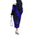 Hawaii Shaka Sign Off The Shoulder Long Sleeve Dress With Polynesian Hibiscus Navy Blue Unique LT01 - Polynesian Pride