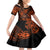 Hawaii Shaka Sign Family Matching Long Sleeve Bodycon Dress and Hawaiian Shirt With Polynesian Hibiscus Orange Unique LT01 Daughter's Dress Orange - Polynesian Pride