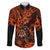 Hawaii Shaka Sign Family Matching Long Sleeve Bodycon Dress and Hawaiian Shirt With Polynesian Hibiscus Orange Unique LT01 Dad's Shirt - Long Sleeve Orange - Polynesian Pride