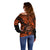 Hawaii Shaka Sign Off Shoulder Sweater With Polynesian Hibiscus Orange Unique LT01 - Polynesian Pride