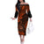 Hawaii Shaka Sign Off The Shoulder Long Sleeve Dress With Polynesian Hibiscus Orange Unique LT01 Women Orange - Polynesian Pride