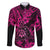 Hawaii Shaka Sign Family Matching Long Sleeve Bodycon Dress and Hawaiian Shirt With Polynesian Hibiscus Pink Unique LT01 Dad's Shirt - Long Sleeve Pink - Polynesian Pride