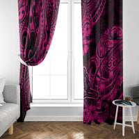 Hawaii Shaka Sign Window Curtain With Polynesian Hibiscus Pink Unique LT01 - Polynesian Pride
