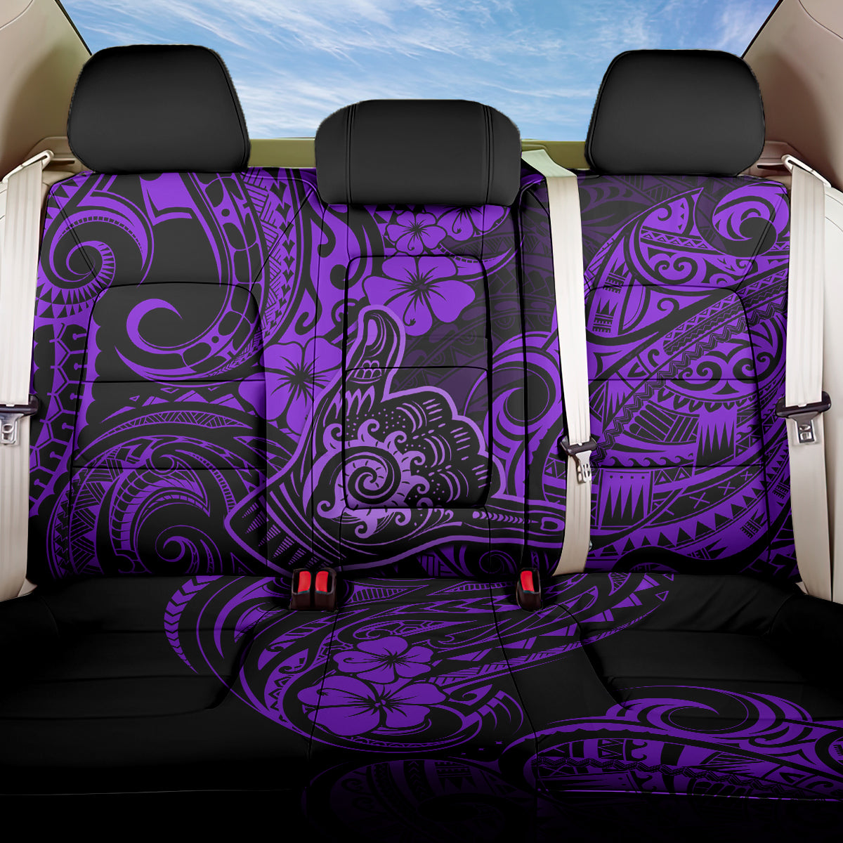 Hawaii Shaka Sign Back Car Seat Cover Polynesian Pattern Purple Version LT01 One Size Purple - Polynesian Pride