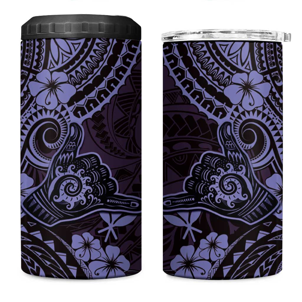 Hawaii Shaka Sign 4 in 1 Can Cooler Tumbler Polynesian Pattern Purple Version LT01 One Size: 16 oz Purple - Polynesian Pride