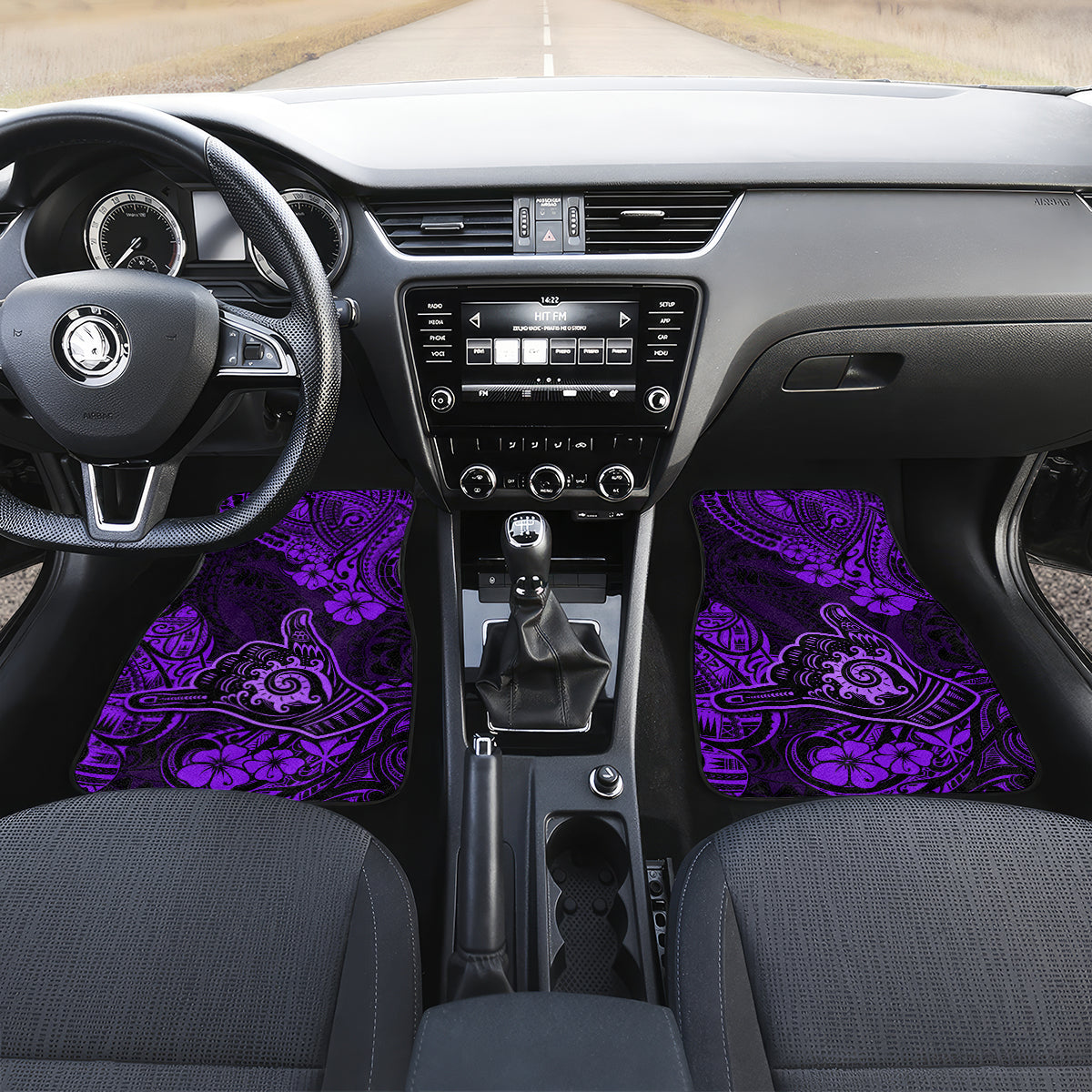 Hawaii Shaka Sign Car Mats Polynesian Pattern Purple Version LT01 Set 2pcs - Front Purple - Polynesian Pride
