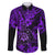 Hawaii Shaka Sign Family Matching Short Sleeve Bodycon Dress and Hawaiian Shirt Polynesian Pattern Purple Version LT01 Dad's Shirt - Long Sleeve Purple - Polynesian Pride