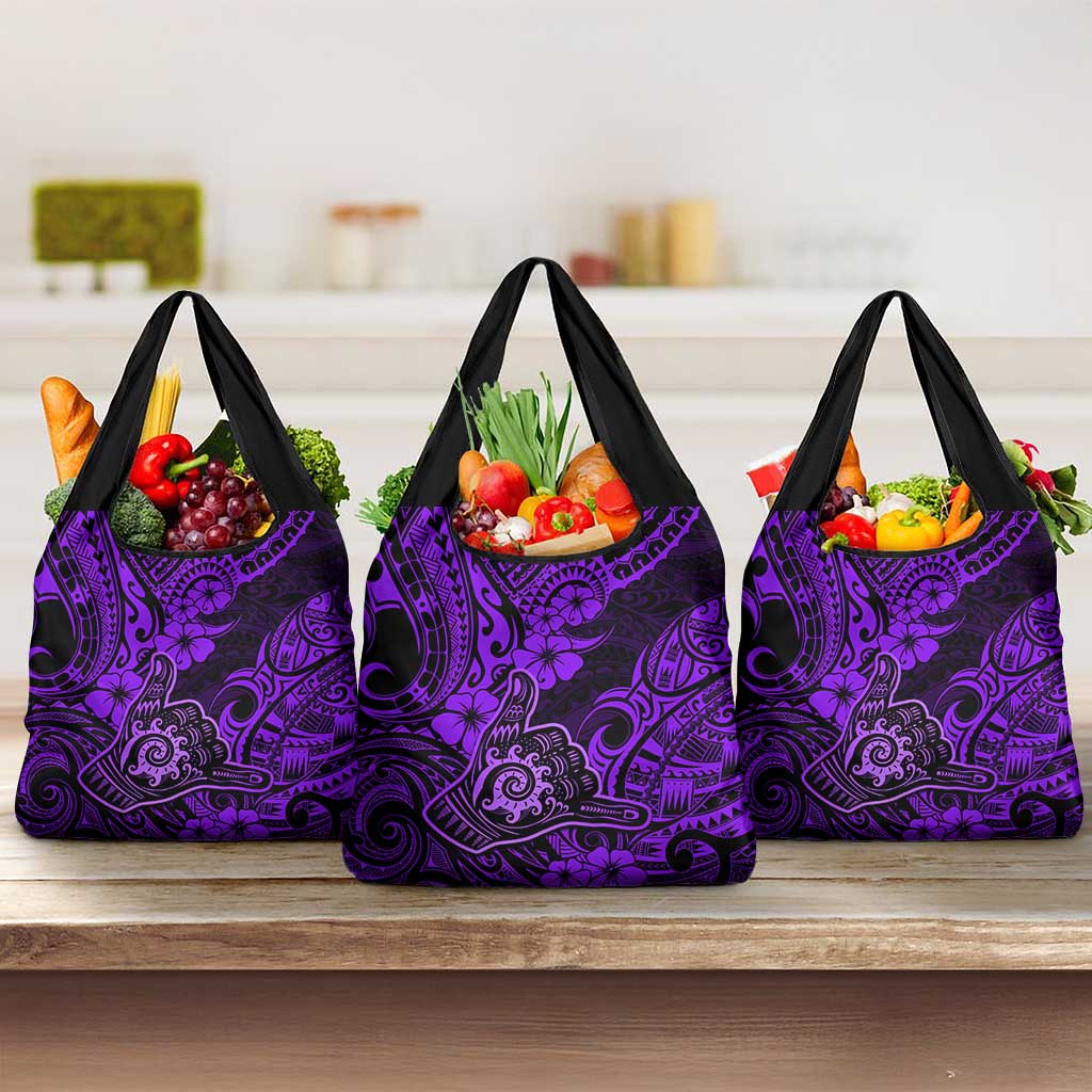 Hawaii Shaka Sign Grocery Bag Polynesian Pattern Purple Version LT01 3-pack One Size Purple - Polynesian Pride