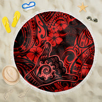 Hawaii Shaka Sign Beach Blanket Polynesian Pattern Red Version LT01 One Size 150cm Red - Wonder Print Shop
