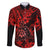 Hawaii Shaka Sign Family Matching Off Shoulder Long Sleeve Dress and Hawaiian Shirt Polynesian Pattern Red Version LT01 Dad's Shirt - Long Sleeve Red - Polynesian Pride