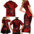 Hawaii Shaka Sign Family Matching Short Sleeve Bodycon Dress and Hawaiian Shirt Polynesian Pattern Red Version LT01 - Polynesian Pride