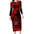 Hawaii Shaka Sign Long Sleeve Bodycon Dress Polynesian Pattern Red Version LT01 Long Dress Red - Polynesian Pride