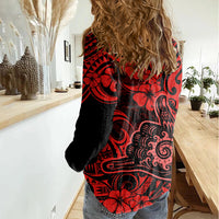 Hawaii Shaka Sign Women Casual Shirt Polynesian Pattern Red Version LT01 - Polynesian Pride