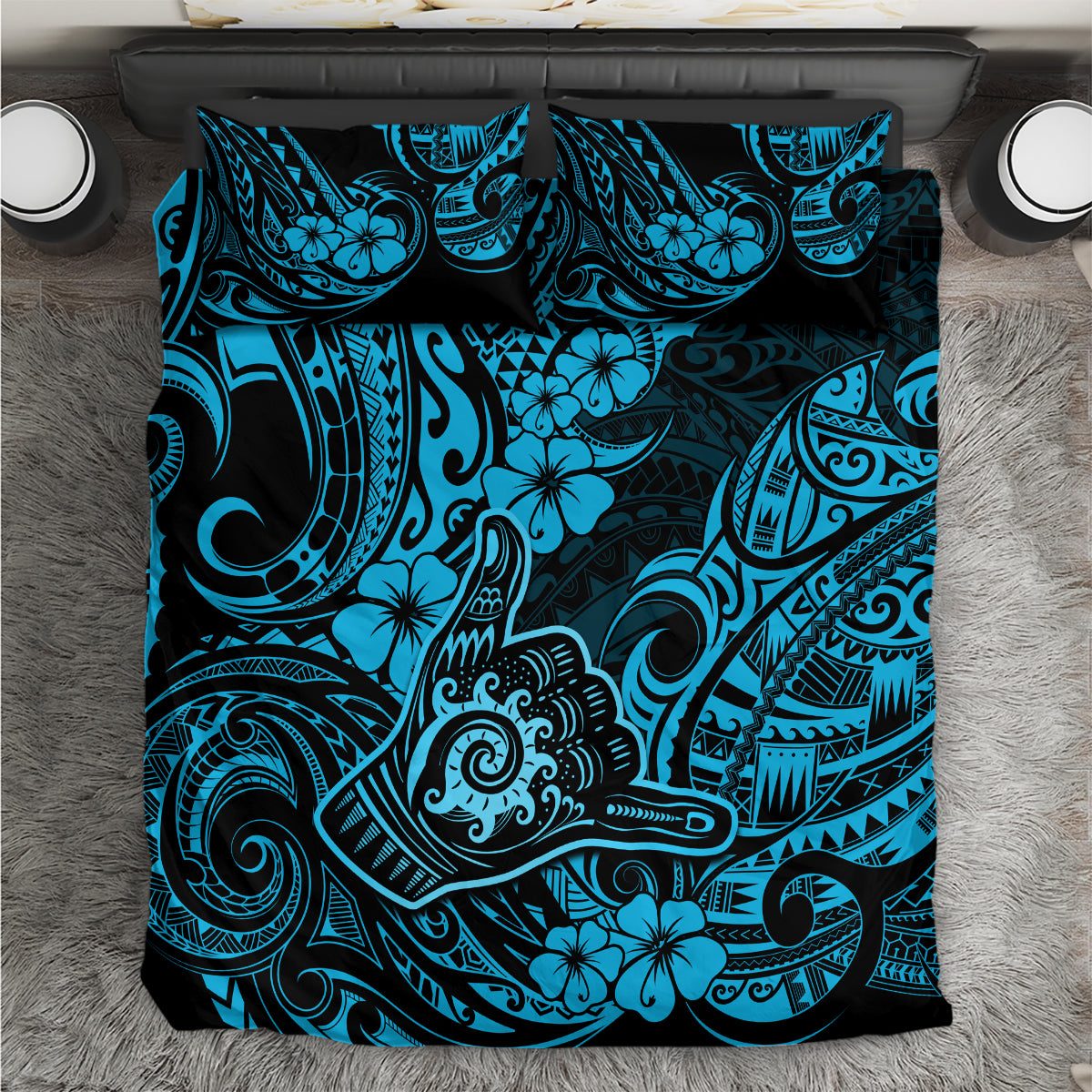 Hawaii Shaka Sign Bedding Set Polynesian Pattern Sky Blue Version LT01 Blue - Polynesian Pride