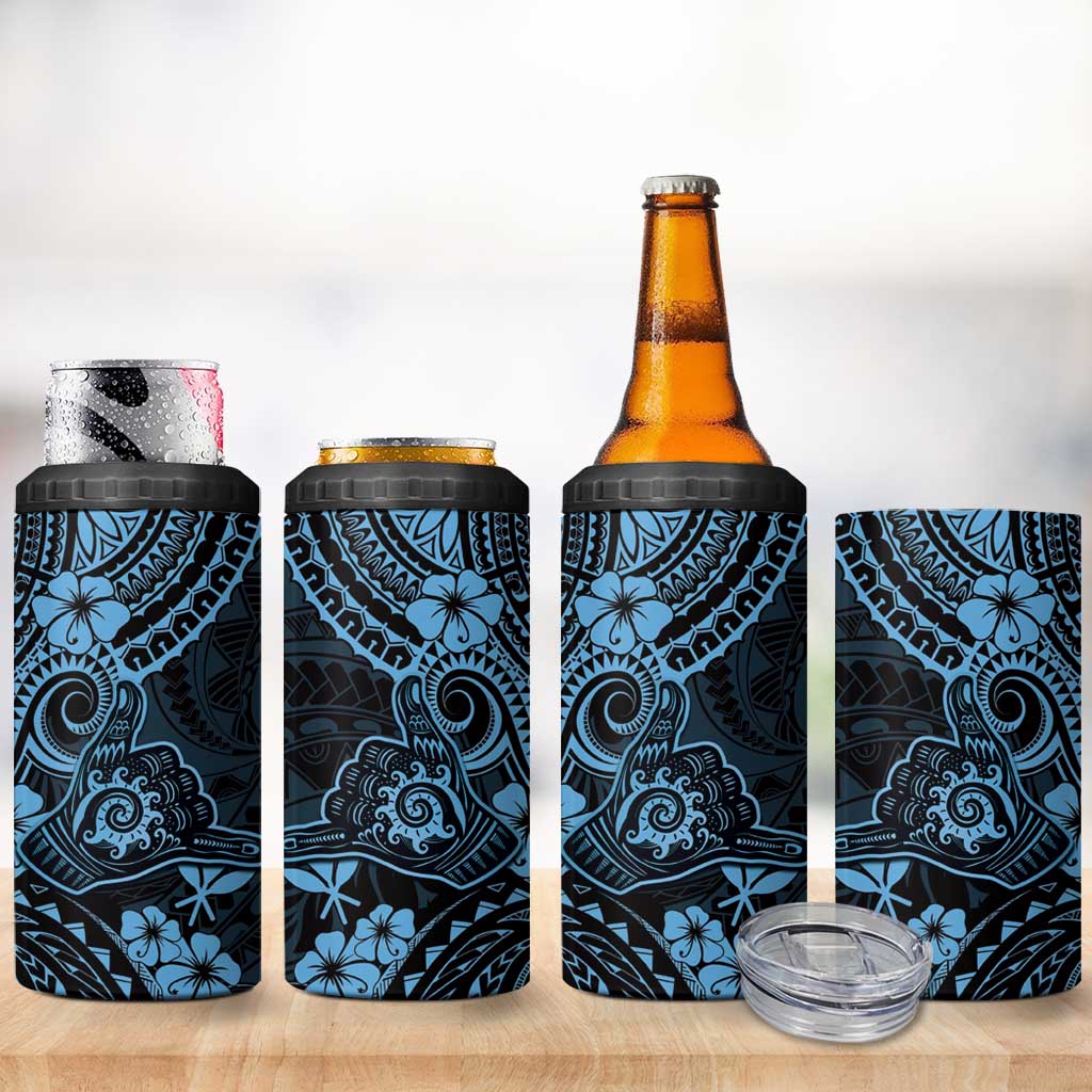 Hawaii Shaka Sign 4 in 1 Can Cooler Tumbler Polynesian Pattern Sky Blue Version LT01 - Polynesian Pride