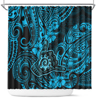 Hawaii Shaka Sign Shower Curtain Polynesian Pattern Sky Blue Version LT01 Blue - Polynesian Pride