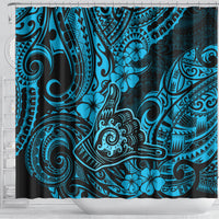 Hawaii Shaka Sign Shower Curtain Polynesian Pattern Sky Blue Version LT01 - Polynesian Pride