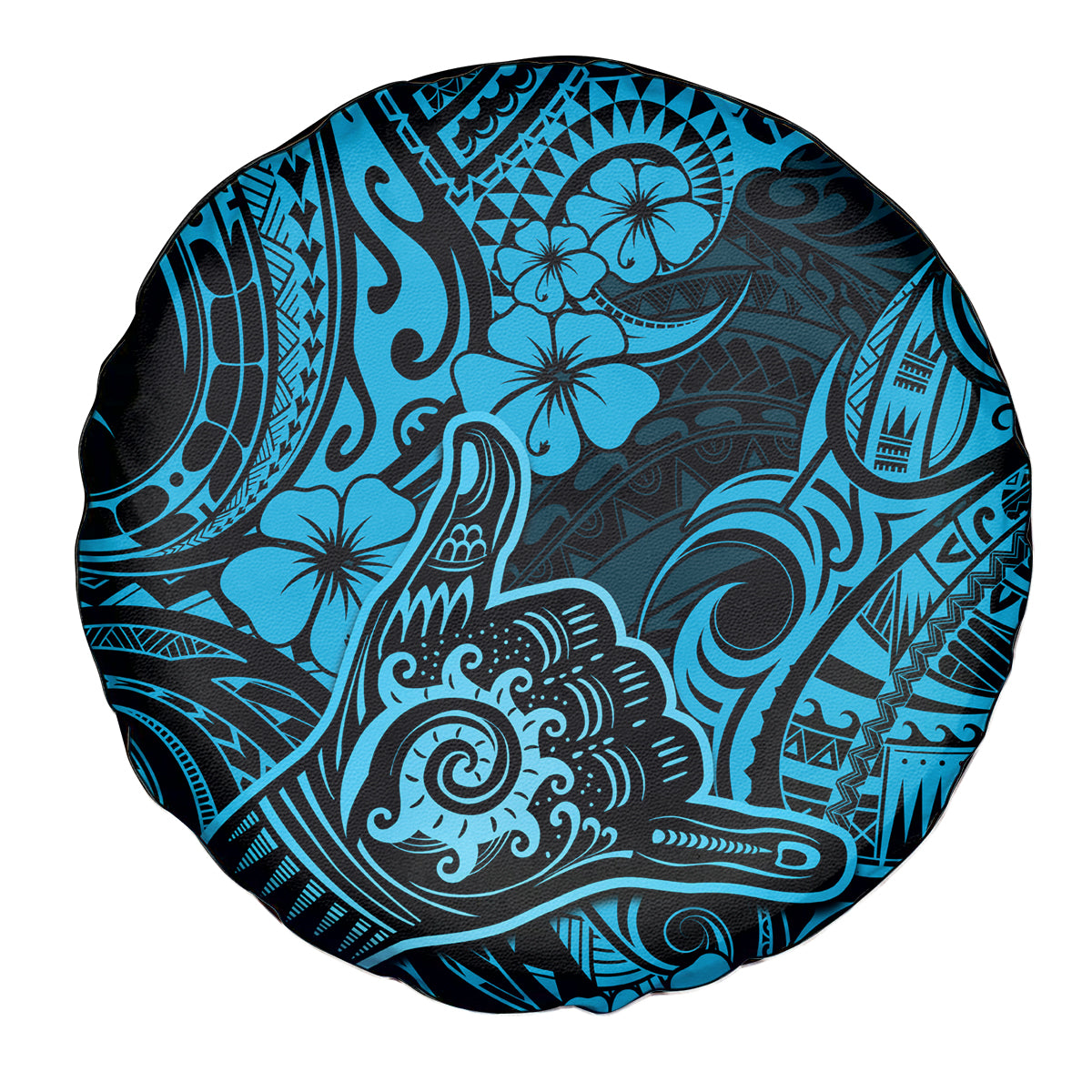 Hawaii Shaka Sign Spare Tire Cover Polynesian Pattern Sky Blue Version LT01 Blue - Polynesian Pride