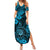 Hawaii Shaka Sign Summer Maxi Dress Polynesian Pattern Sky Blue Version LT01 Women Blue - Polynesian Pride