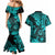 Hawaii Shaka Sign Couples Matching Mermaid Dress and Hawaiian Shirt Polynesian Pattern Turquoise Version LT01 - Polynesian Pride