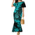 Hawaii Shaka Sign Family Matching Mermaid Dress and Hawaiian Shirt Polynesian Pattern Turquoise Version LT01 Mom's Dress Turquoise - Polynesian Pride