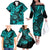 Hawaii Shaka Sign Family Matching Off Shoulder Long Sleeve Dress and Hawaiian Shirt Polynesian Pattern Turquoise Version LT01 - Polynesian Pride