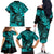 Hawaii Shaka Sign Family Matching Off Shoulder Long Sleeve Dress and Hawaiian Shirt Polynesian Pattern Turquoise Version LT01 - Polynesian Pride