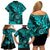 Hawaii Shaka Sign Family Matching Off Shoulder Short Dress and Hawaiian Shirt Polynesian Pattern Turquoise Version LT01 - Polynesian Pride