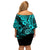 Hawaii Shaka Sign Family Matching Off Shoulder Short Dress and Hawaiian Shirt Polynesian Pattern Turquoise Version LT01 - Polynesian Pride