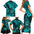 Hawaii Shaka Sign Family Matching Short Sleeve Bodycon Dress and Hawaiian Shirt Polynesian Pattern Turquoise Version LT01 - Polynesian Pride