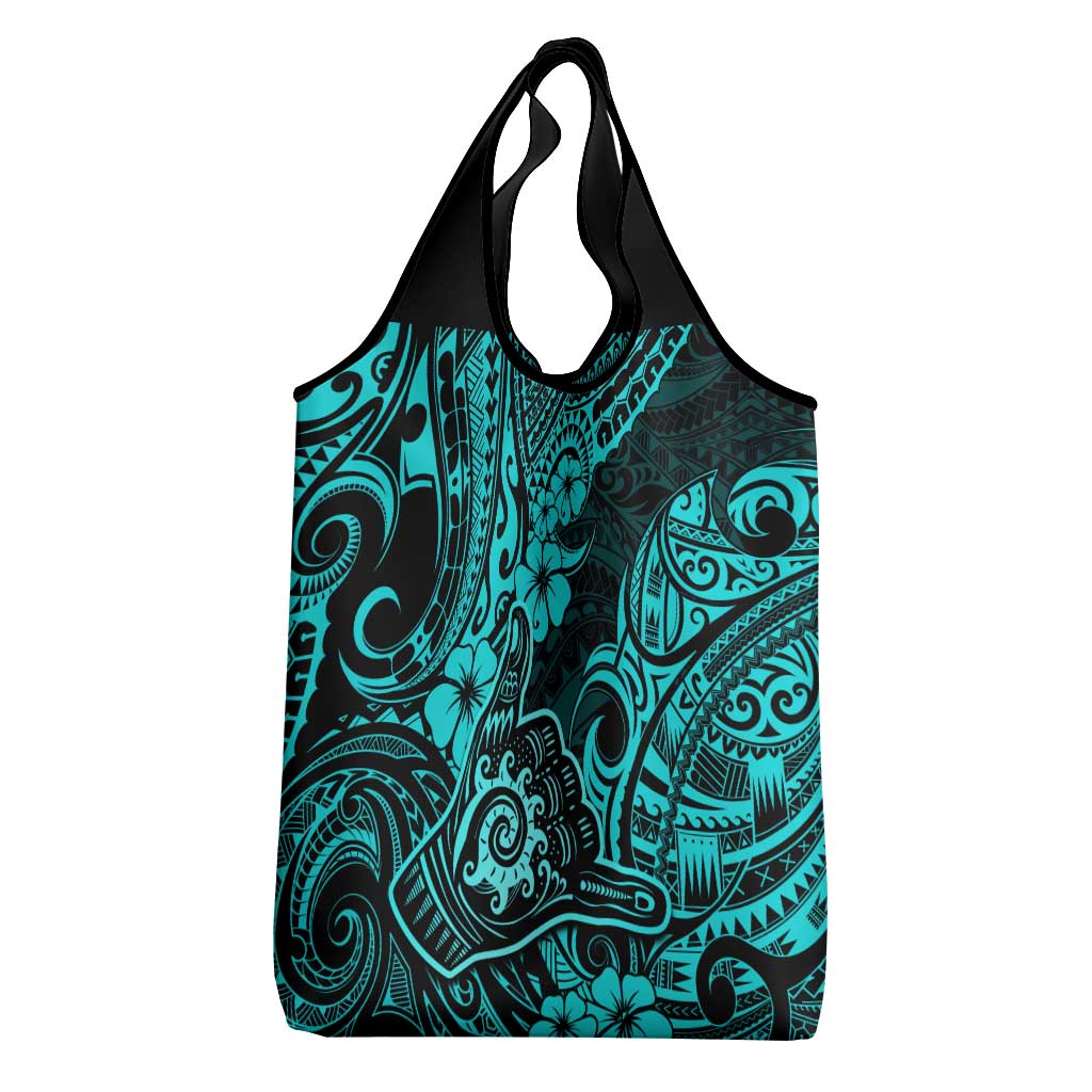 Hawaii Shaka Sign Grocery Bag Polynesian Pattern Turquoise Version LT01 - Polynesian Pride