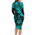 Hawaii Shaka Sign Long Sleeve Bodycon Dress Polynesian Pattern Turquoise Version LT01 - Polynesian Pride