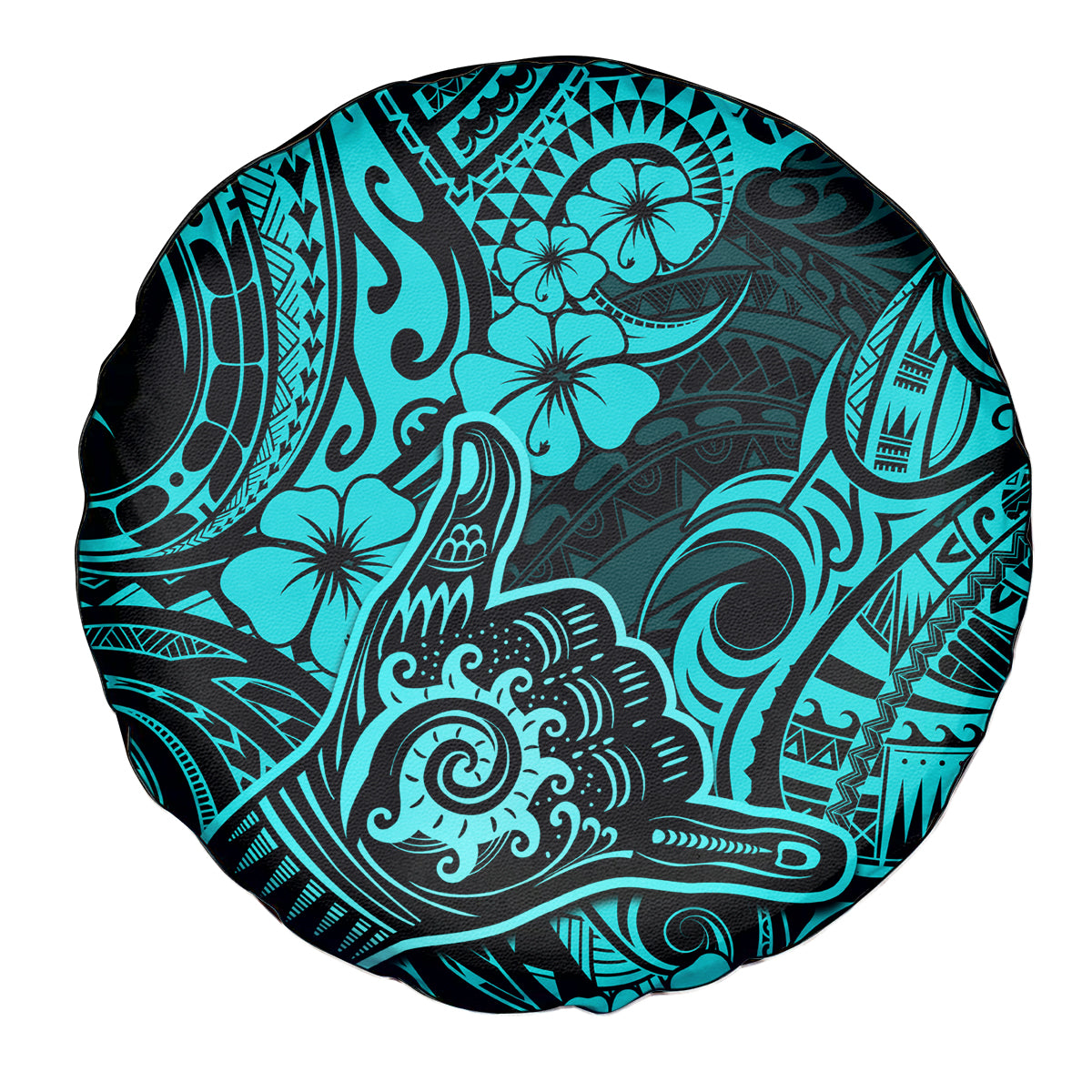 Hawaii Shaka Sign Spare Tire Cover Polynesian Pattern Turquoise Version LT01 Turquoise - Polynesian Pride