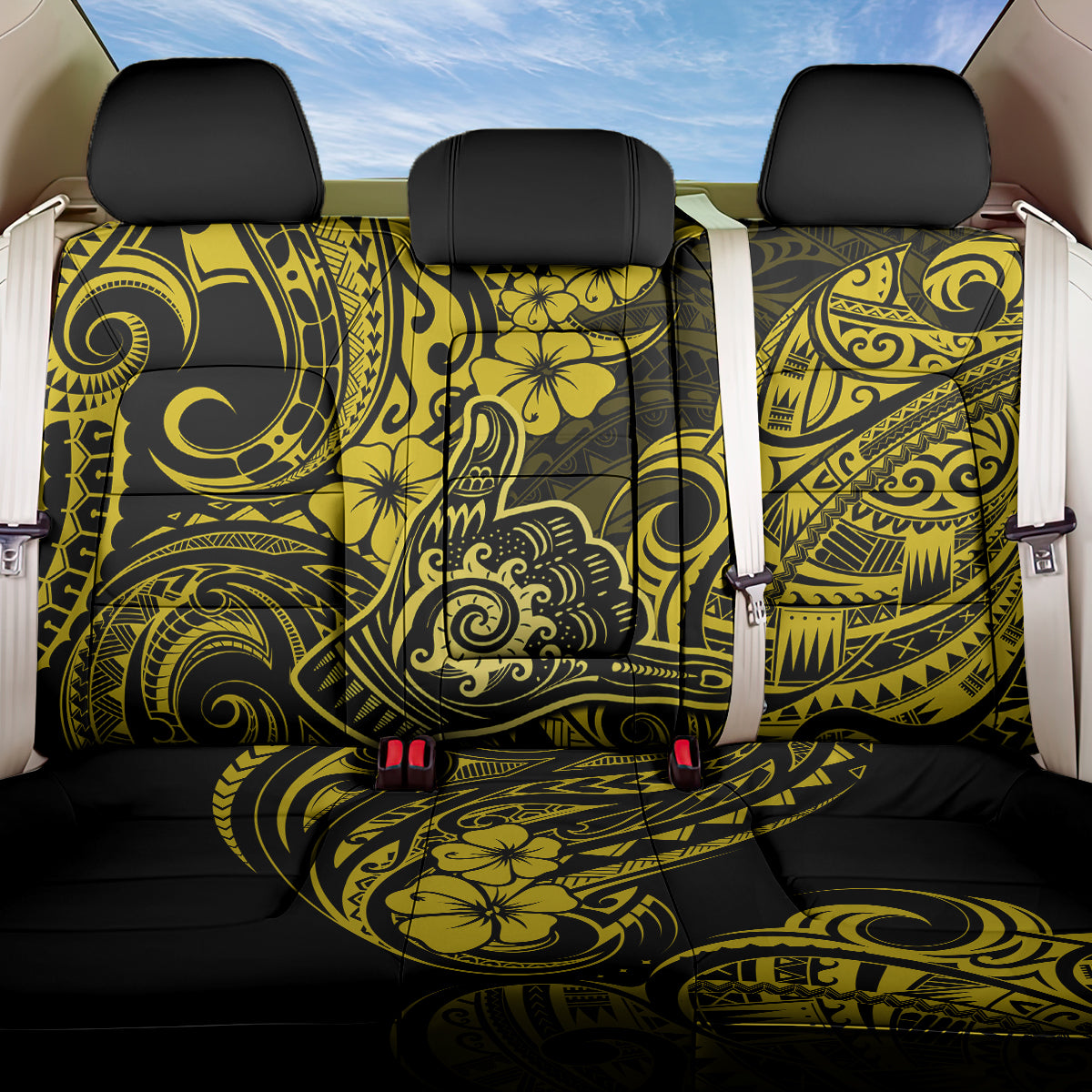 Hawaii Shaka Sign Back Car Seat Cover Polynesian Pattern Yellow Version LT01 One Size Yellow - Polynesian Pride