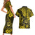 Hawaii Shaka Sign Couples Matching Short Sleeve Bodycon Dress and Hawaiian Shirt Polynesian Pattern Yellow Version LT01 - Polynesian Pride