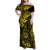 Hawaii Shaka Sign Family Matching Off Shoulder Maxi Dress and Hawaiian Shirt Polynesian Pattern Yellow Version LT01 Mom's Dress Yellow - Polynesian Pride