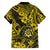 Hawaii Shaka Sign Family Matching Off Shoulder Short Dress and Hawaiian Shirt Polynesian Pattern Yellow Version LT01 - Polynesian Pride