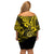 Hawaii Shaka Sign Family Matching Off Shoulder Short Dress and Hawaiian Shirt Polynesian Pattern Yellow Version LT01 - Polynesian Pride