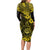 Hawaii Shaka Sign Long Sleeve Bodycon Dress Polynesian Pattern Yellow Version LT01 - Polynesian Pride