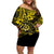 Hawaii Shaka Sign Off Shoulder Short Dress Polynesian Pattern Yellow Version LT01 Women Yellow - Polynesian Pride