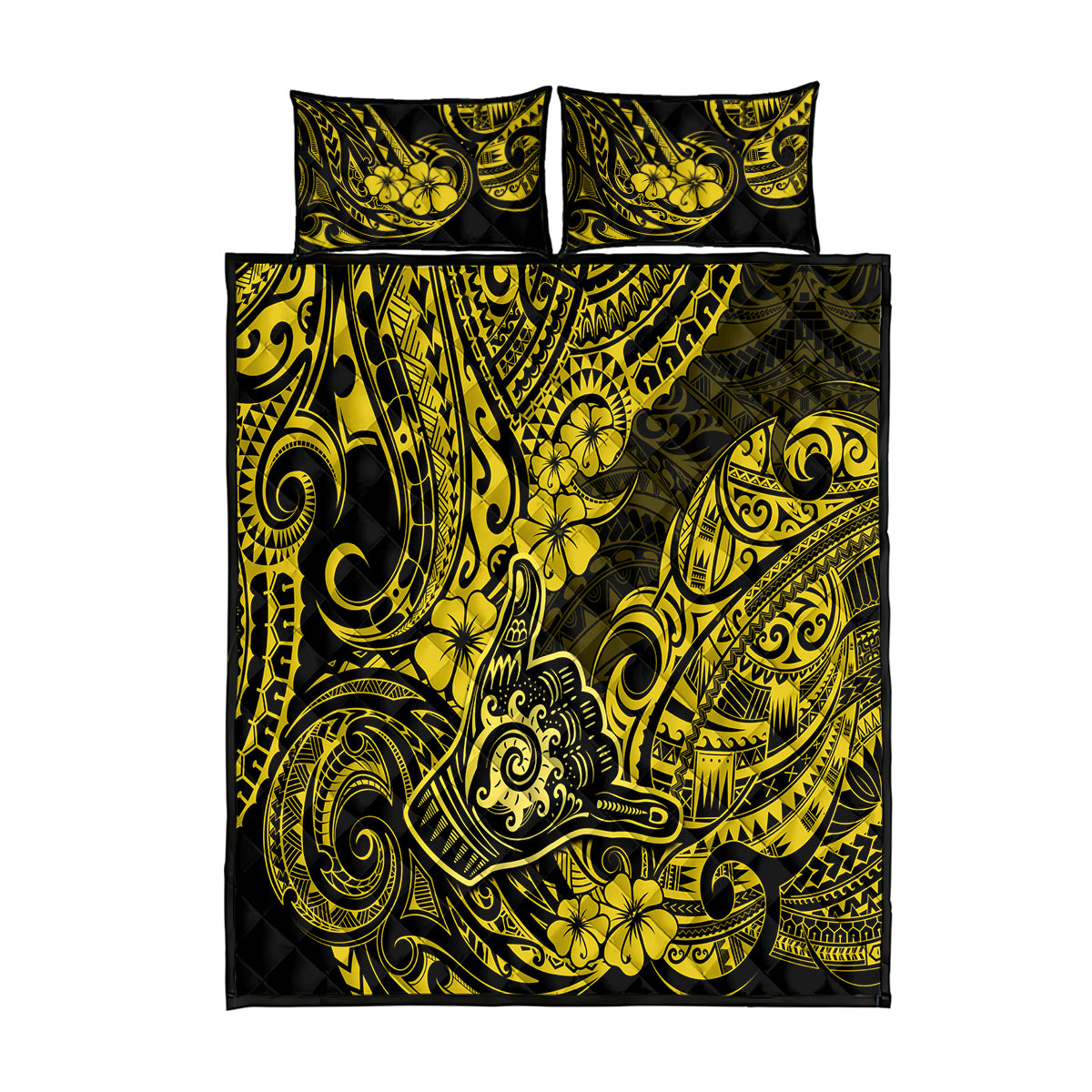 Hawaii Shaka Sign Quilt Bed Set Polynesian Pattern Yellow Version LT01 Yellow - Polynesian Pride