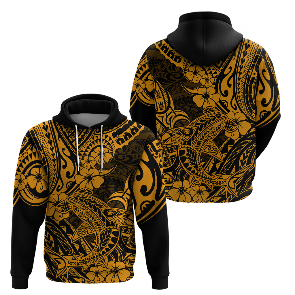 Hawaii Shark Hoodie Polynesian Pattern Gold Version LT01 - Polynesian Pride