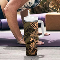 Hawaii Shark Tumbler With Handle Polynesian Pattern Gold Version LT01 - Polynesian Pride
